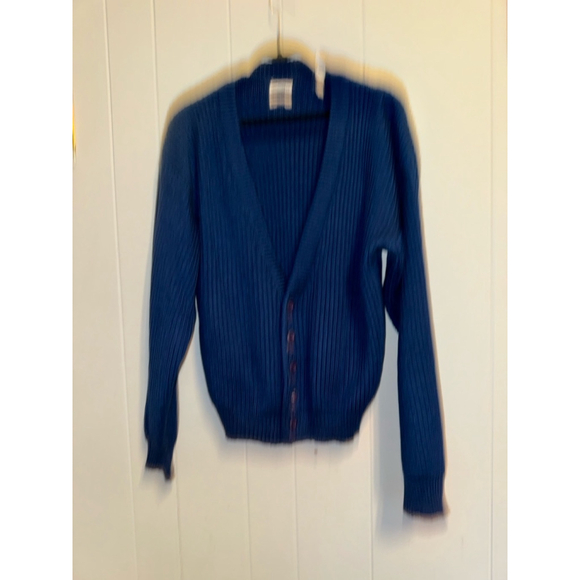 Vintage Saturdays Hong Kong Cardigan Sweater Grandpa Cobalt Blue L - Picture 7 of 7